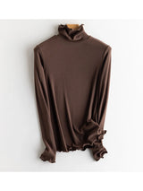 SuyaDream, Women Bottoming T Shirt, Silk Viscose Blend, Long Sleeves, Solid Basic Thermal Shirt, 2024 Autumn Winter Top