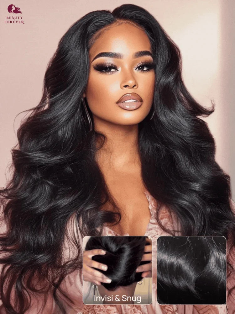 Beautyforever 3D Body Wave 13x4 7x5 Bye KNOTS Glueless Wig Human Hair Ready to Wear Drawstring Human Hair Wig Fits All Size Head