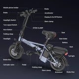 AOVOPRO 14'' EB60 Foldable Electric Bike 500W 48V 10.4AH Battery 22MPH Max Speed 28Miles Long Range with Two Seats for Adult