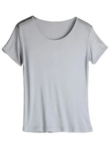 SuyaDream Woman Silk T Shirt Knitted Real Silk Short Sleeved O Neck Solid Basic Tee Simple Summer Top Black White