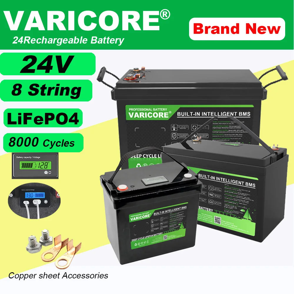VariCore 12V/24V/36V/48V 360Ah 340Ah 180Ah 100Ah 120Ah LiFePO4 Battery for 4s 8s 10s 16s Solar Touring Car Golf Cart Duty-free