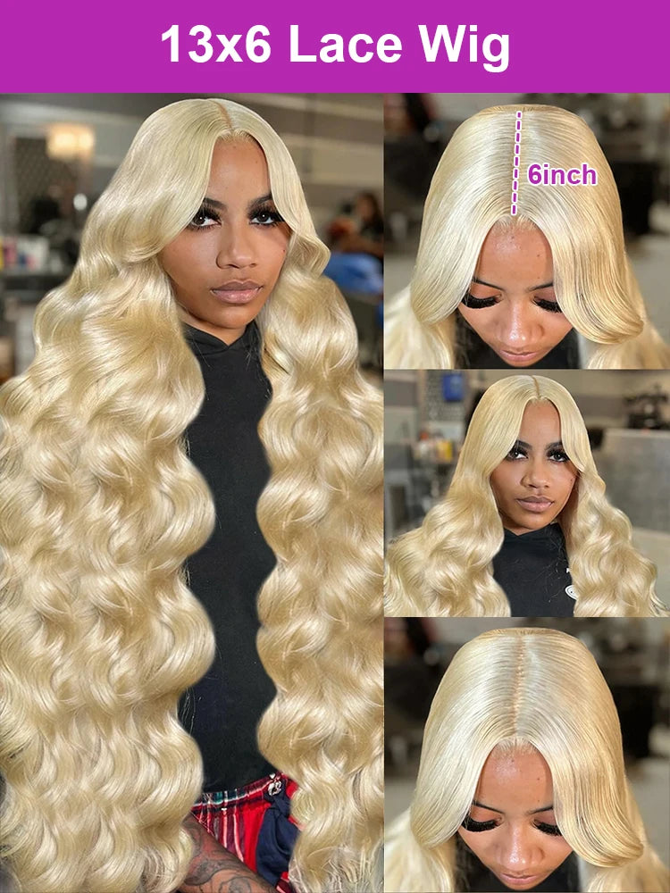 40Inch 613 Body Wave Blonde 13x6 Hd Lace Frontal Human Hair Wig Brazilian Color Water Wave Lace Front Wig For Women 250% Density