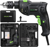 5Amp Hammer Drill with 105 Accessories, Variable Speed 0-3000 RPM, Dual Function, Rotating Handle and Case