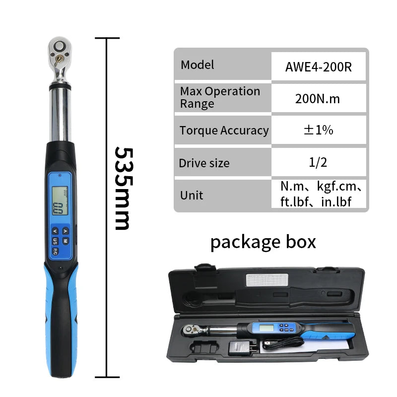 Shahe 1/2''Digital Torque Wrench Electronic Set with Buzzer & LED Adjustable Electronic Torque Wrenches Car Repairing Tool
