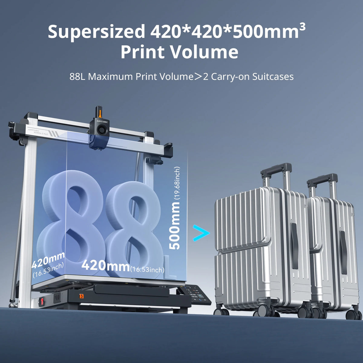 3D Printer ANYCUBIC Kobra 3 Max Maximum 600mm/s Print Speed With Large Format 500*420*420mm FDM Automatic Leveling