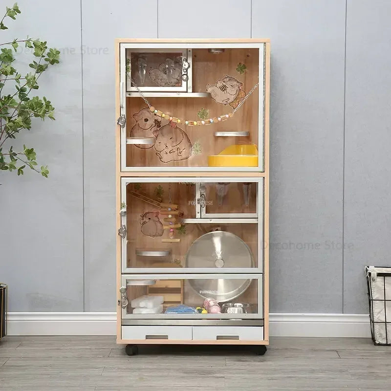 AANordic Light Luxury Simple Cat Cages Solid Wood Cat Villa Nordic Home Multi-storey Large Cat House Pet Shop Cats Breeding Cage