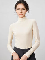 SuyaDream, Women Bottoming T Shirt, Silk Viscose Blend, Long Sleeves, Solid Basic Thermal Shirt, 2024 Autumn Winter Top