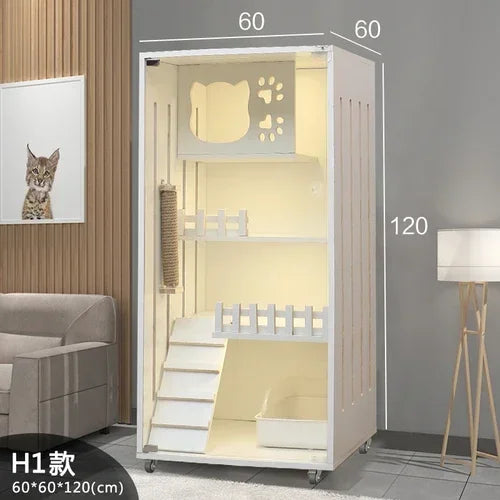 Solid Wood Cages Super Large Cat Villa Double-storey Cat Cage House Home Luxury Nest Cat Cabinet Indoor Pet  House