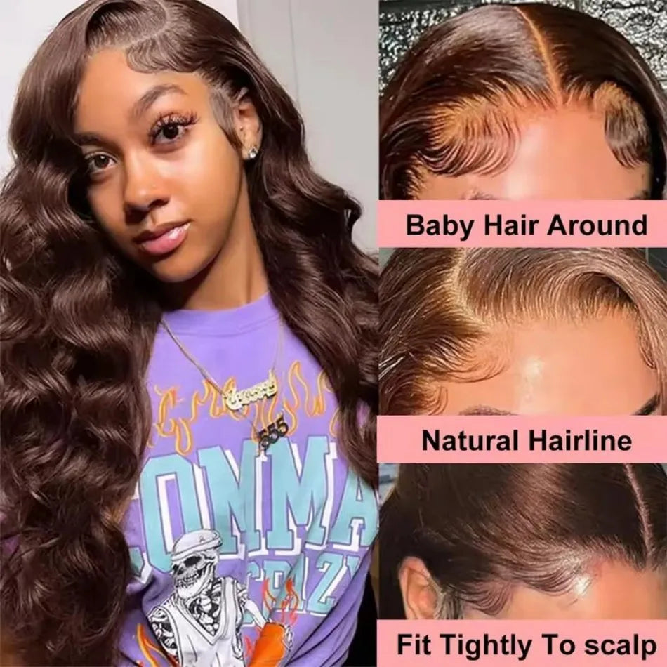 13X6 Hd Lace Frontal Wig Chocolate Brown Human Hair Wigs Body Wave Lace