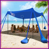 10x10FT Beach Tent Sun Shelter with UPF 50+, 8 Sandbags, Portable Canopy for Camping Fishing