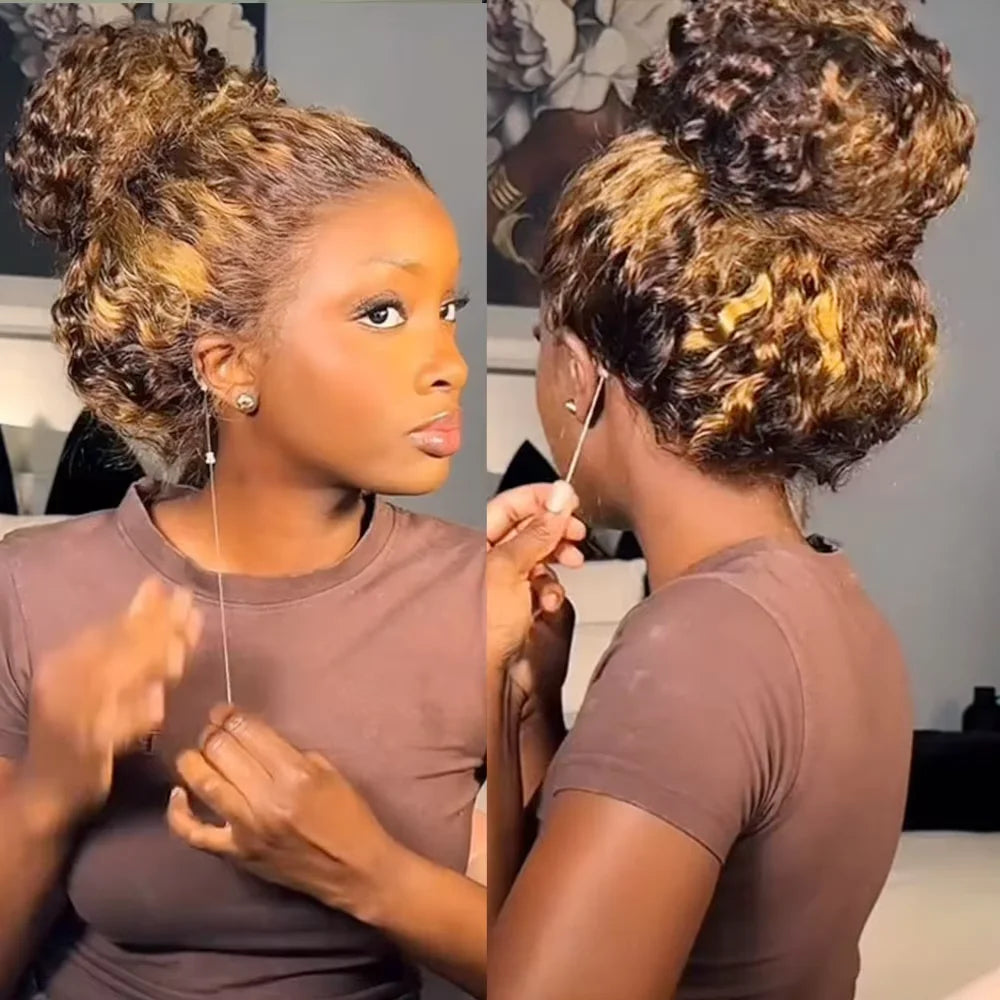 Curly 360 Full Lace Glueless Wig Human Hair Invisible Drawstring 13x6 Hd