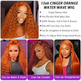 Ginger Human Hair Wigs Deep Wave Frontal Wig 13X6 Human Hair 250 Density 30 Inch #350 Colored 13X4 Lace Front Wig Brazilian Wigs For Women