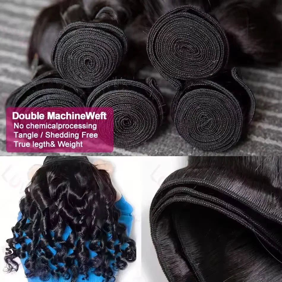 Raw Peruvian Human Hair Bundles Loose Wave 3 4 Bundle 28 30 Inch Virgin Remy Hair Extensions For Women Sew In Quick Weave Bundle