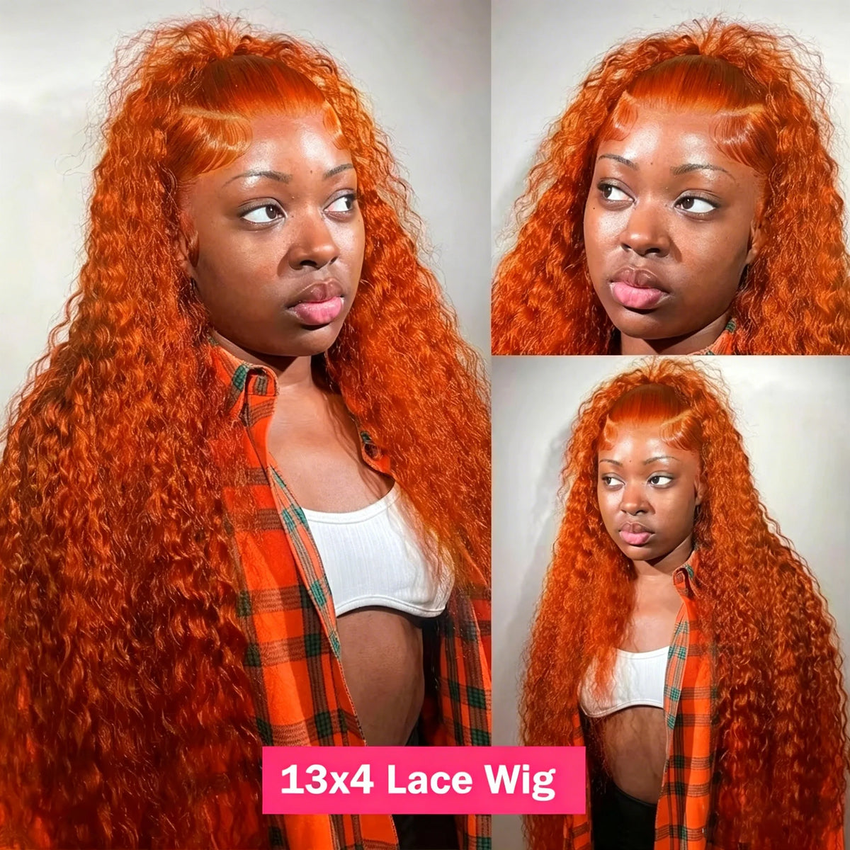 Orange Ginger Lace Front Wig Human Hair 13x6 Deep Wave Lace Front Wigs 36 32Inch Water Wave Human Hair Wig Pre Plucked Curly Wigs