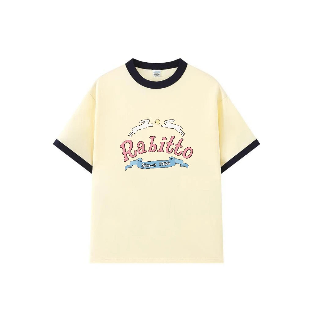 Hometown Romance LMSY Sonya Saranphat Same Top Color Blocked Border Printed Short Sleeved T-shirt Non-original Version