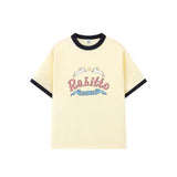 Hometown Romance LMSY Sonya Saranphat Same Top Color Blocked Border Printed Short Sleeved T-shirt Non-original Version