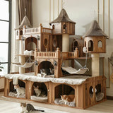 Home Super Large Castle Solid Wood Cat Climbing Frame Cat Nest Integrated Luxury Cat Villa Muppet