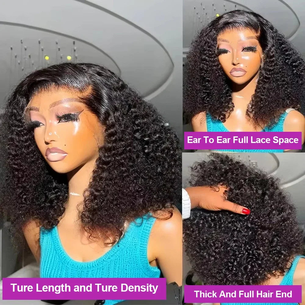 Short Bob Wigs Water Curly 13x4 13x6 Deep Wave HD Lace Frontal Wig For