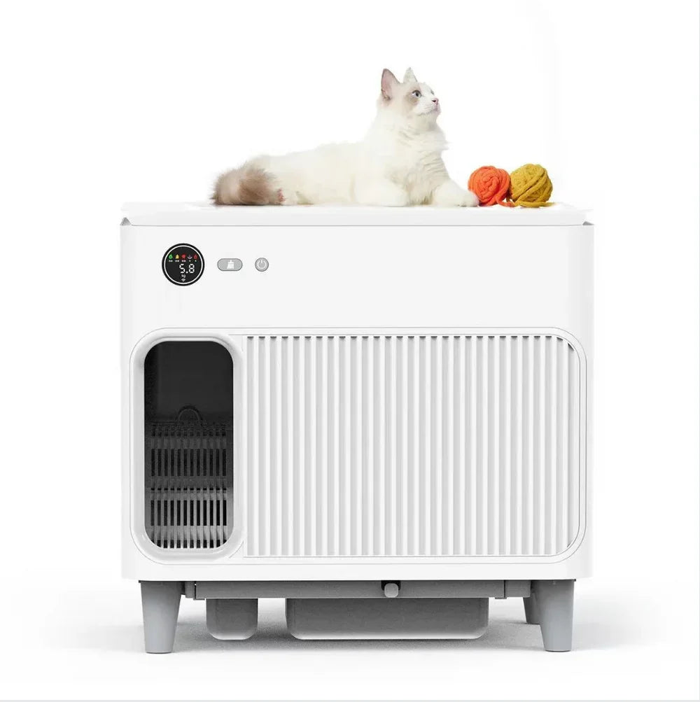Modern Large Capacity Automatic Self-Cleaning Cat Box Odor-Free Plastic Kitty Tray Smart Easy Clean for Multi-Cats Family