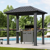 5 x 8 FT, Outdoor Metal Hard Top Gazebo, Permanent BBQ Pavilion with Galvanized Steel Roof, Patio, Backyard