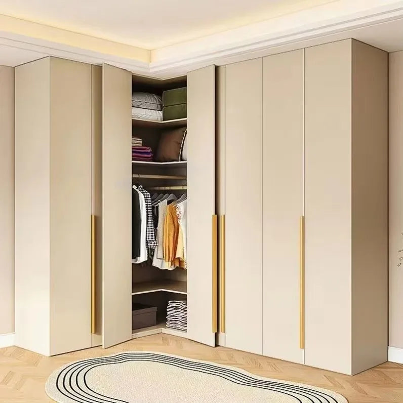Any Size Custom Cream Style Honeycomb Aluminum Sliding Wardrobe Bedroom Full Hanging Clothes Eco Friendly Large Capacity Storage