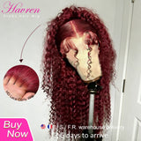 99J Burgundy Lace Front Wigs Human Hair 13x6 Deep Wave HD Lace Frontal