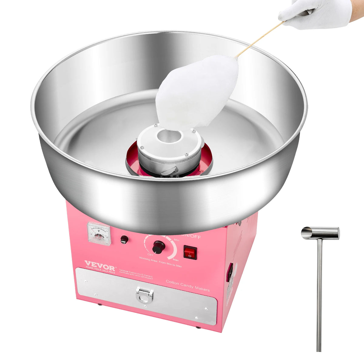 SucceBuy Electric Cotton Candy Machine 1000W Commercial Candy Floss Maker with Stainless Steel Bowl for Birthday Family Party
