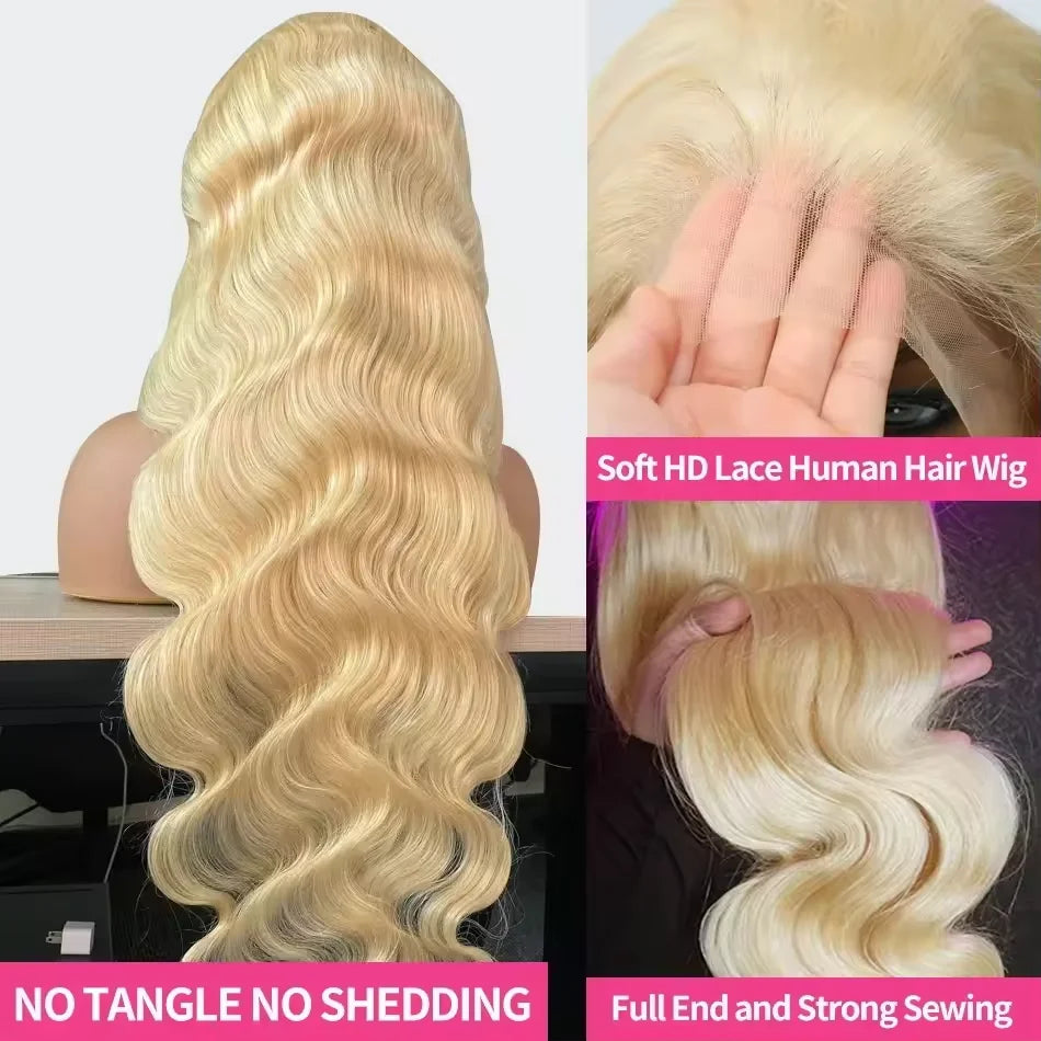 220% Density Human Hair Wigs Blonde 613 Lace Front Wigs 13x4 Body Wave