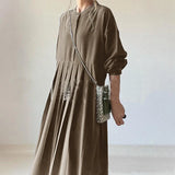Japanese Style Autumn New Long-Sleeved Buttoned Dress