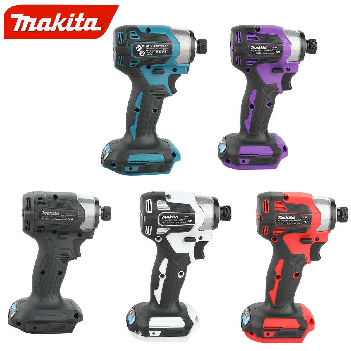 Makita DTD173 Blue, Black and White, Black, Purple, Red, Brushless Screwdriver, Rechargeable Electric Screwdriver,No Battery