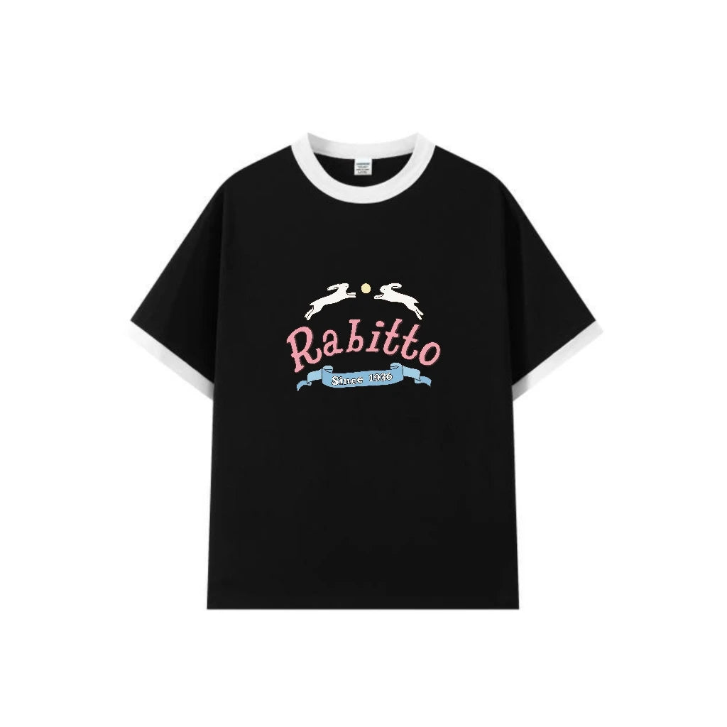 Hometown Romance LMSY Sonya Saranphat Same Top Color Blocked Border Printed Short Sleeved T-shirt Non-original Version