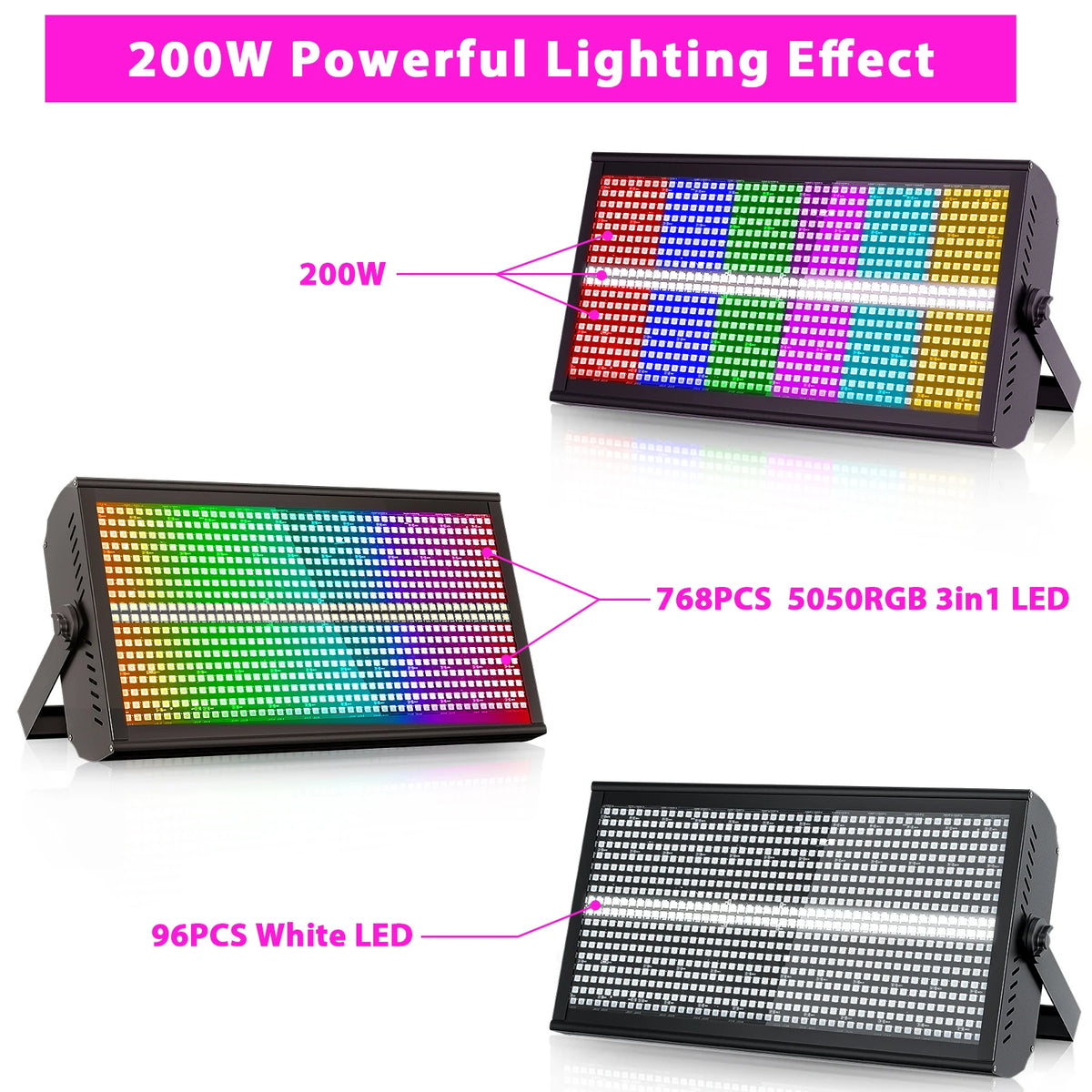 U'King 1/2Pcs 200W LED RGBW 48+8-Segment Strobe Light DMX512 Wash Stage Light Uplight DJ Lights For Party Disco Wedding Bar KTV
