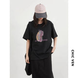 CHIC VEN Fashion Women T-Shirts Cool Sunscreen Printed Short Sleeve Tees Antibacterial Quick Drying Top for Girl Summer 2025