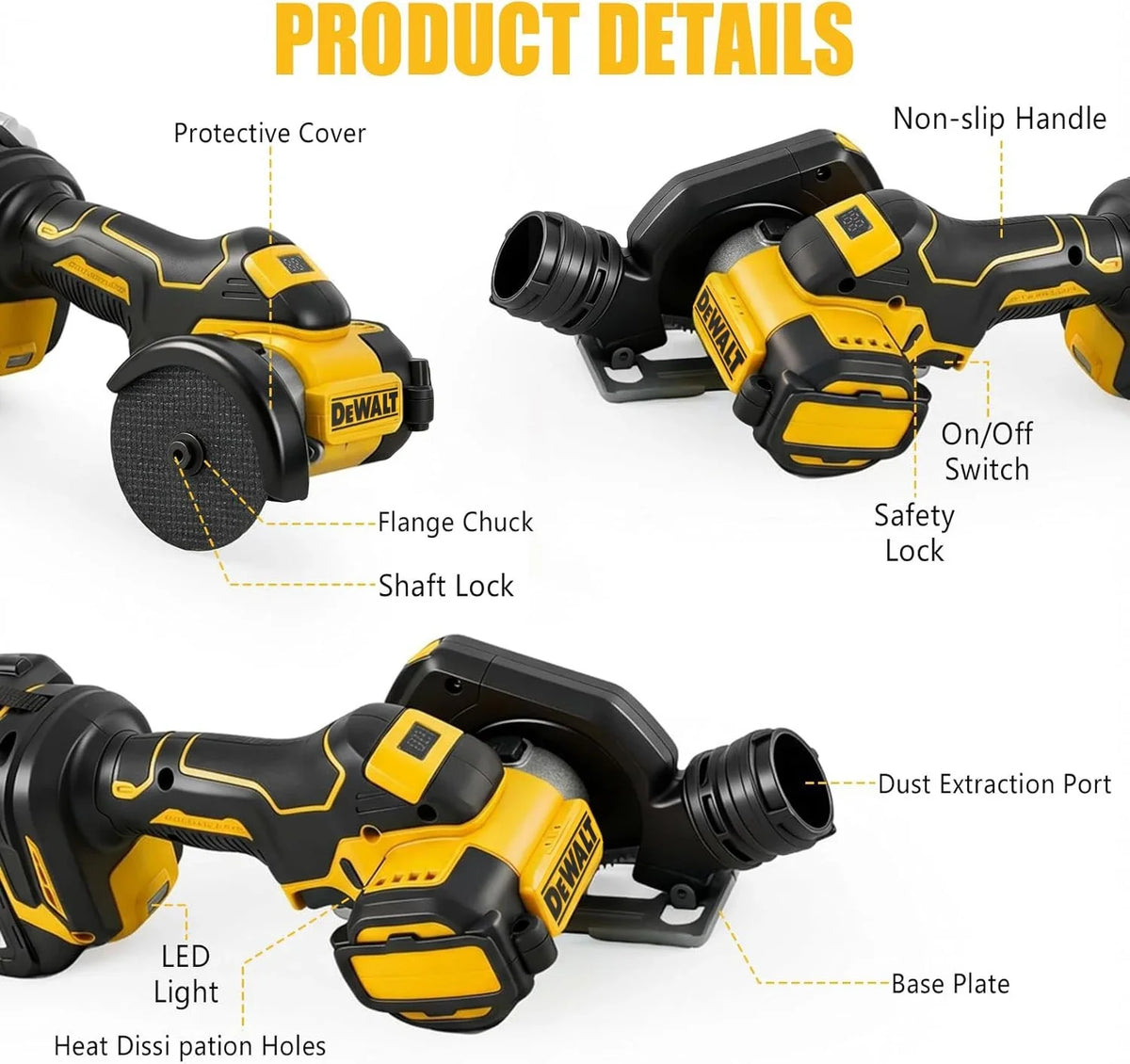 DeWALT Cordless Angle Grinder 3 Inch Mini Polishing Grinding Machine Electric Cutting Power Tools For 20V Battery belt sander