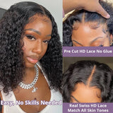 Curly Bob Wig Human Hair 4x4 HD Lace Glueless Wig Deep Wave Pre Plucked 5x5 Glueless Bob Wigs Brazilian Human Hair Ready To Wear