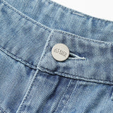 ELFSACK Women's Loose Wide Leg Jeans with Contrast Stitching, Vintage Blue Denim Pants, Casual Asymmetrical Daily Trousers