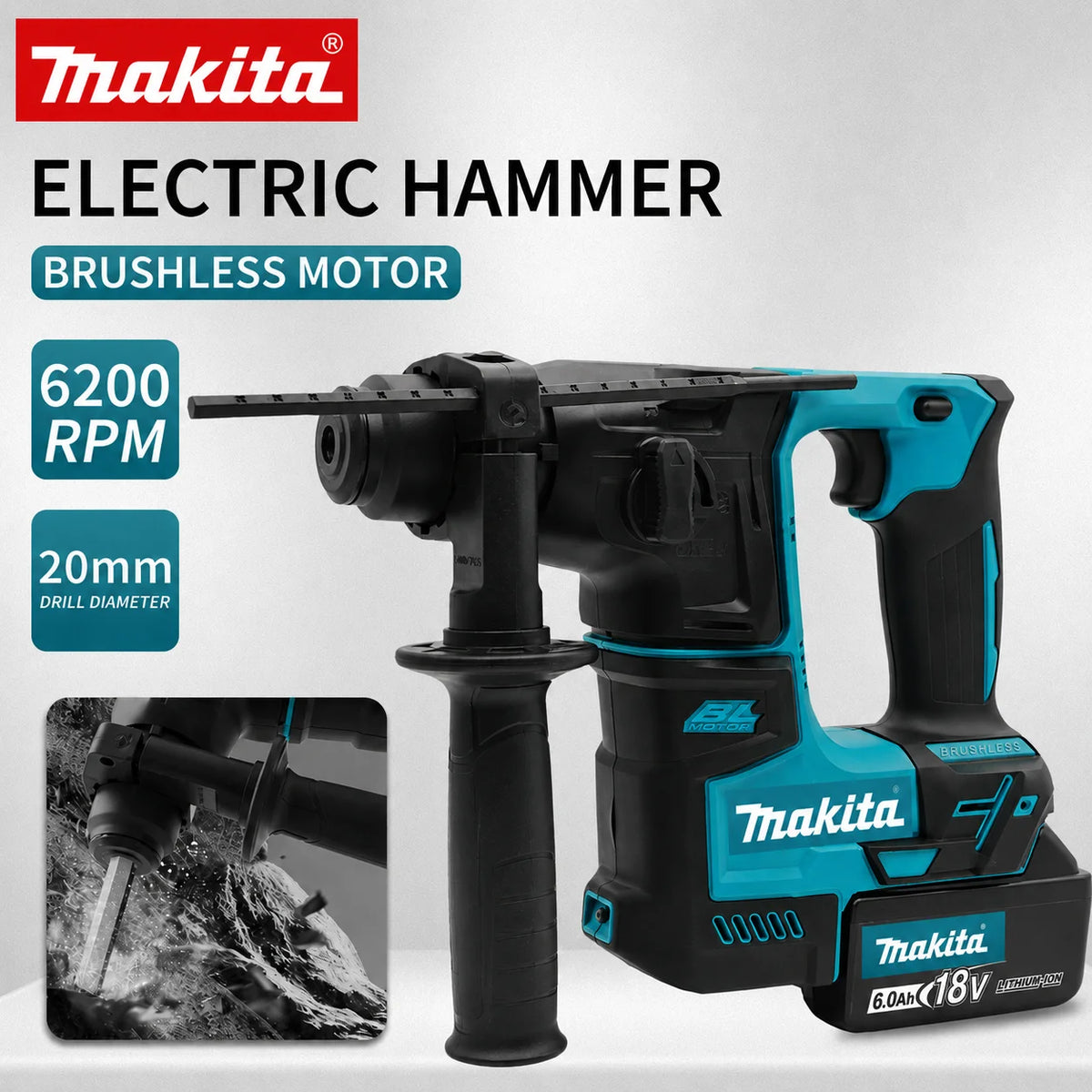 Makita DHR171 Electric Hammer Brushless Cordless Hammer SDS-Plus Lightweight Wireless Drills Power For 18V Lithium Battery Tool