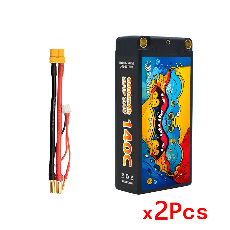 2Pcs GNB Lipo Battery 2S 7.4V 7.6V 4600mAh 5800mAh 6800mAh 120C 130C 140C HV Shorty Hard Case With 5MM T Plug For RC Car Boat