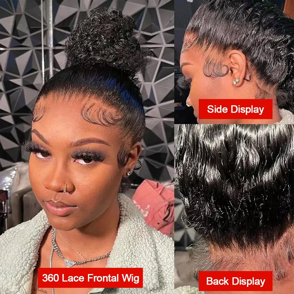 300% Density Curly Wigs HD 360 Full Lace Front Human Hair Wigs Brazilian 40 46 Inch Water Deep Wave Lace Frontal Wigs For Women