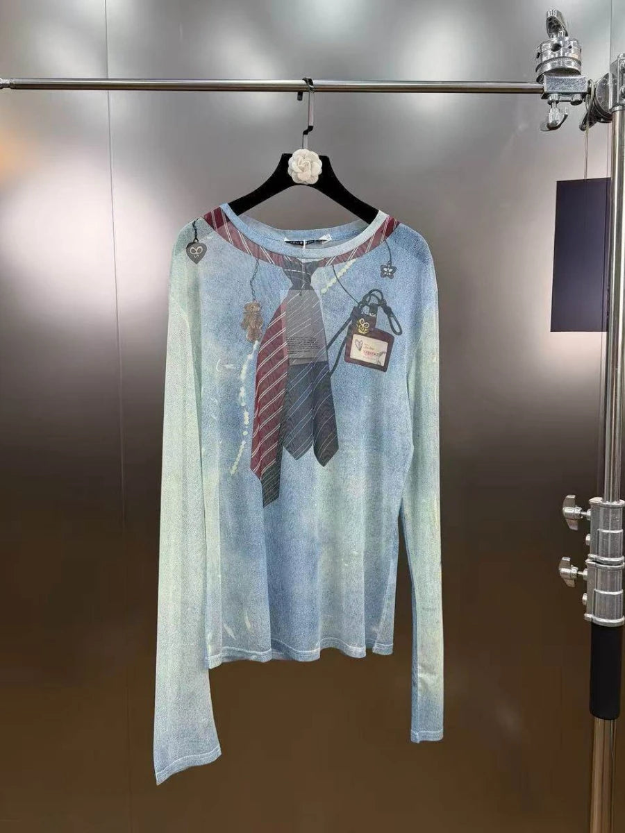 CHICEVER Solid Spliced Printing T Shirt Female O Neck Long Sleeve Loose Korean Streetwear Women's T Shirts Fashion Autumn New