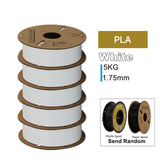KINGROON 3D Printer Filament PLA PETG TPU ABS 5KG Bundle Black White Gray 1.75mm No bubbles Plastic 5 roll 1kg , Random Spool