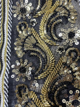 Middle East Women's Beaded Embroidery Long Robe Muslim Open Front Mesh Cover up Dubai Saudi Traditional Long Sleeve Dress