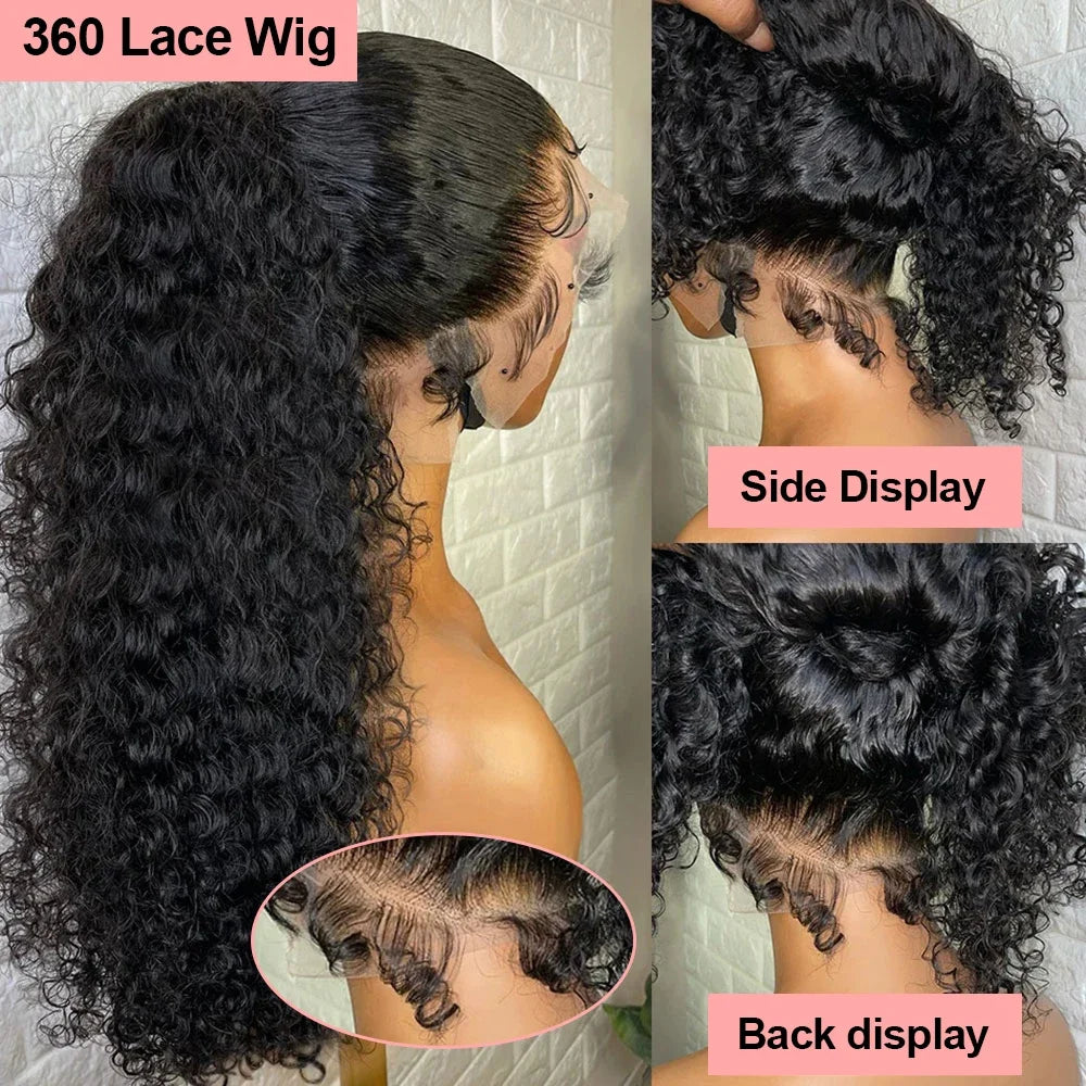 Deep Wave Glueless Invisible Strap 360 HD Full Lace Wig Human Hair 13x4 13x6 Water Wave Lace Front Wig 4x4 5x5 Closure Curly Wig