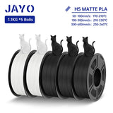 JAYO PLA Classic 3D Filament 1.75mm High Speed Matte PLA 3D Printer Filament Neatly Wound 3D Printing Materials 5Rolls/set