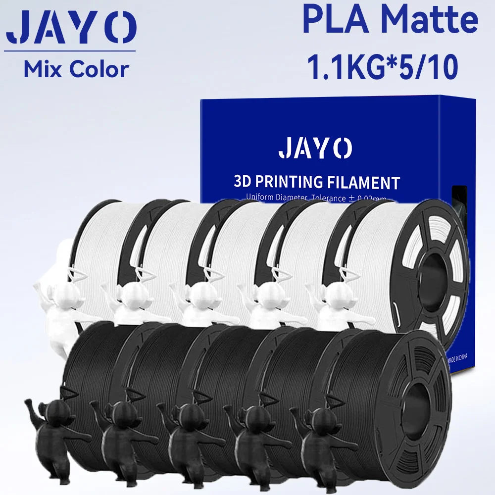 JAYO PLA Matte 3D Printer Filament 1.75mm+/-0.02mm 5/10Rolls 100% No Bubble Non-toxic3D Printing Materials for 3D Printer& Pen
