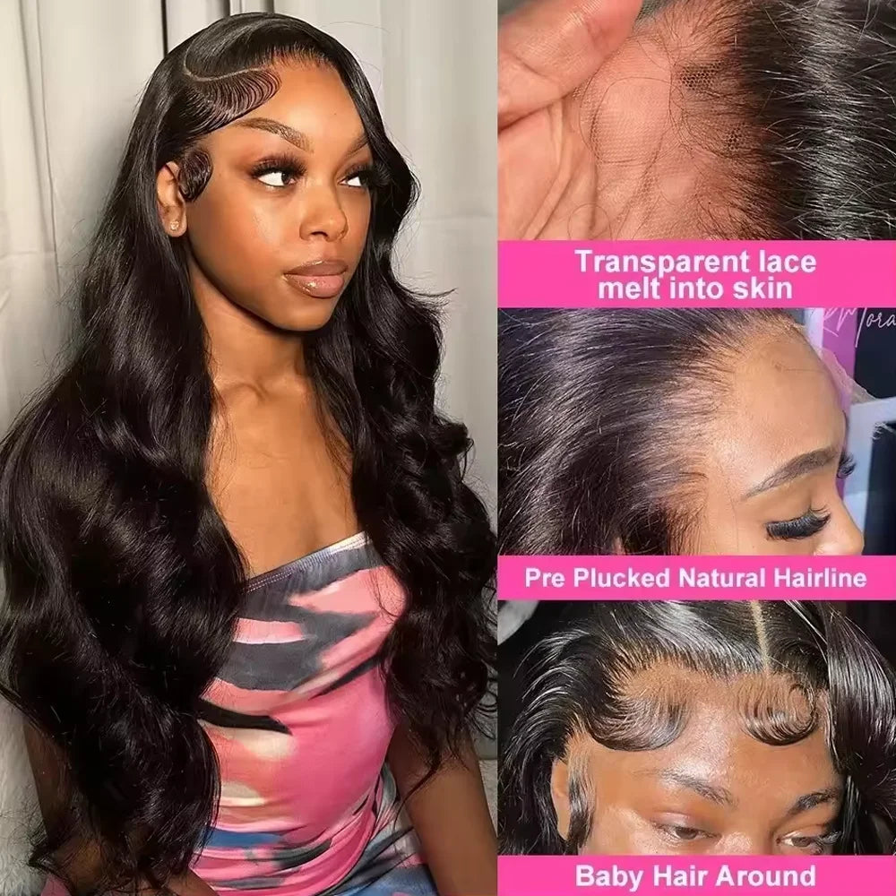 Raw Peruvian Body Wave 250% Density 40 42 inch 13x6 HD Lace Front Human