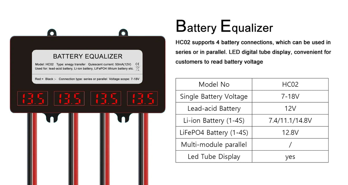 NEEY 48V Smart Battery Balancer 5A 10A Active Equalizer 12V 24V Lifepo4 Battery Current Voltage Li-ion LTO Lead Acid LED Display