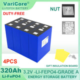 Grade A 3.2V 360AH 340Ah Battery LiFePO4 Lithium Iron Phospha for 12V 24V 4S E-scooter RV Solar Energy Storage System Duty-free