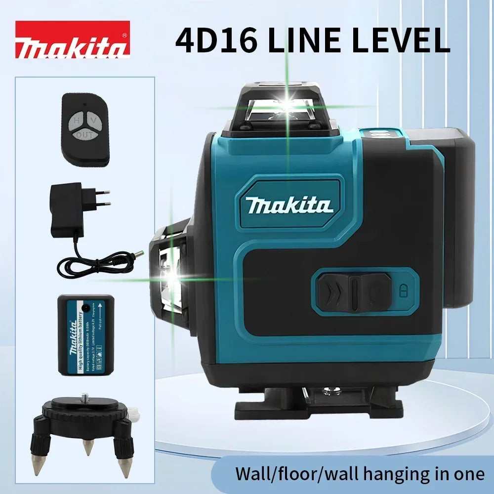 Makita High-Precision 16-Line 360 Horizontal Vertical Cross Level Green Light Laser High-Precision Wall-Mounted Portable Tool