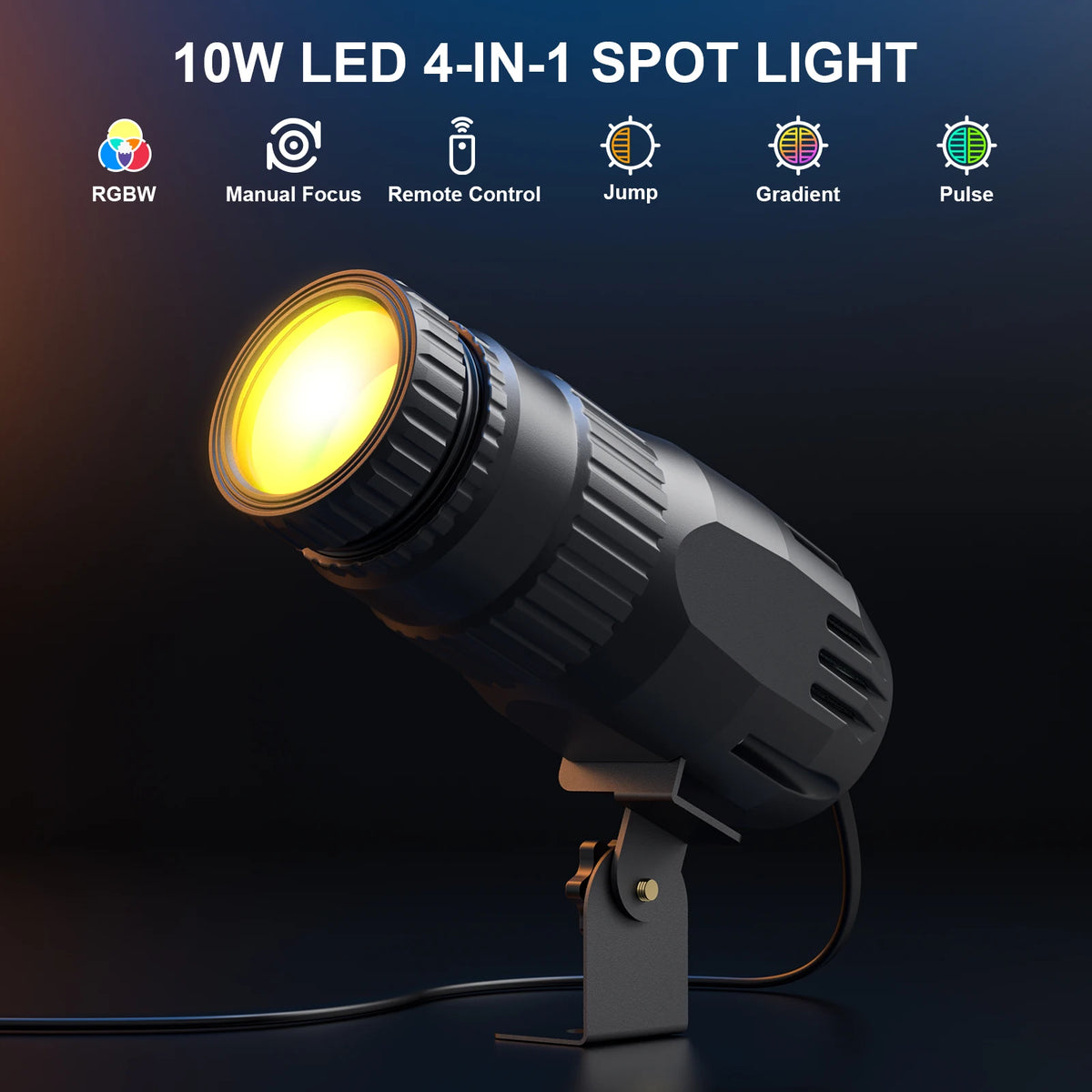U'King 2Pcs 10W LED Mini Spotlight Manual Focus RGBW Pinspot Stage Light For DJ Disco Bar Club Audience Show Wedding Party